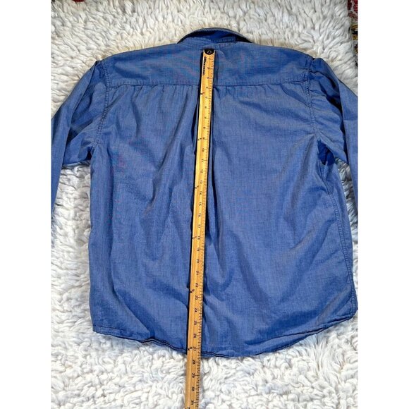 Steve & Barry Mens Casual Shirt Lg Blue Long Sleeve Pocket Solid 100% Cotton - Picture 7 of 10